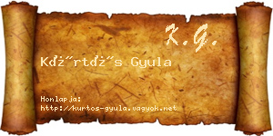 Kürtös Gyula névjegykártya